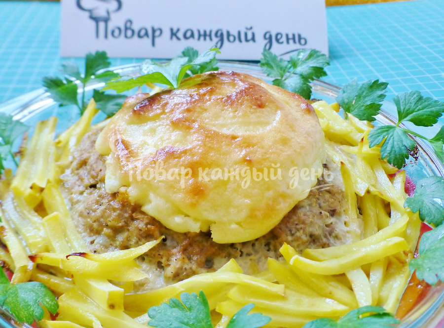 Гнезда из фарша в духовке