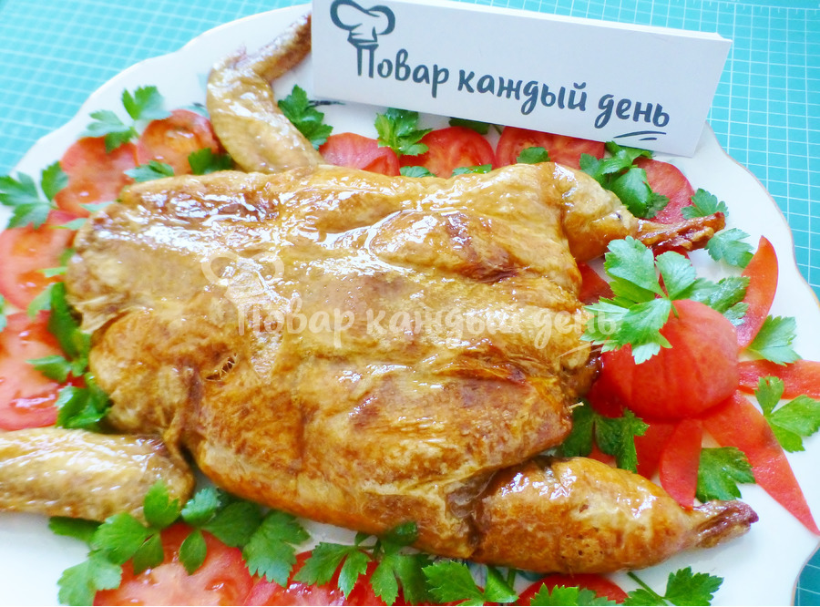 Курица фаршированная блинами