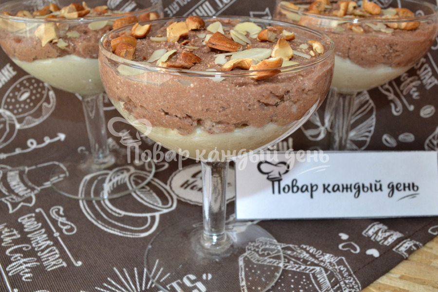 Творожно-шоколадный десерт без выпечки