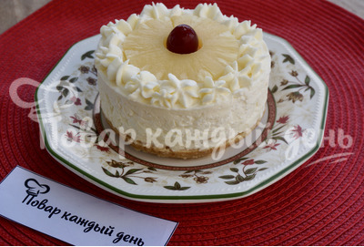 Чизкейк без выпечки с ананасом