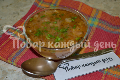 Суп из свинины с печёным картофелем